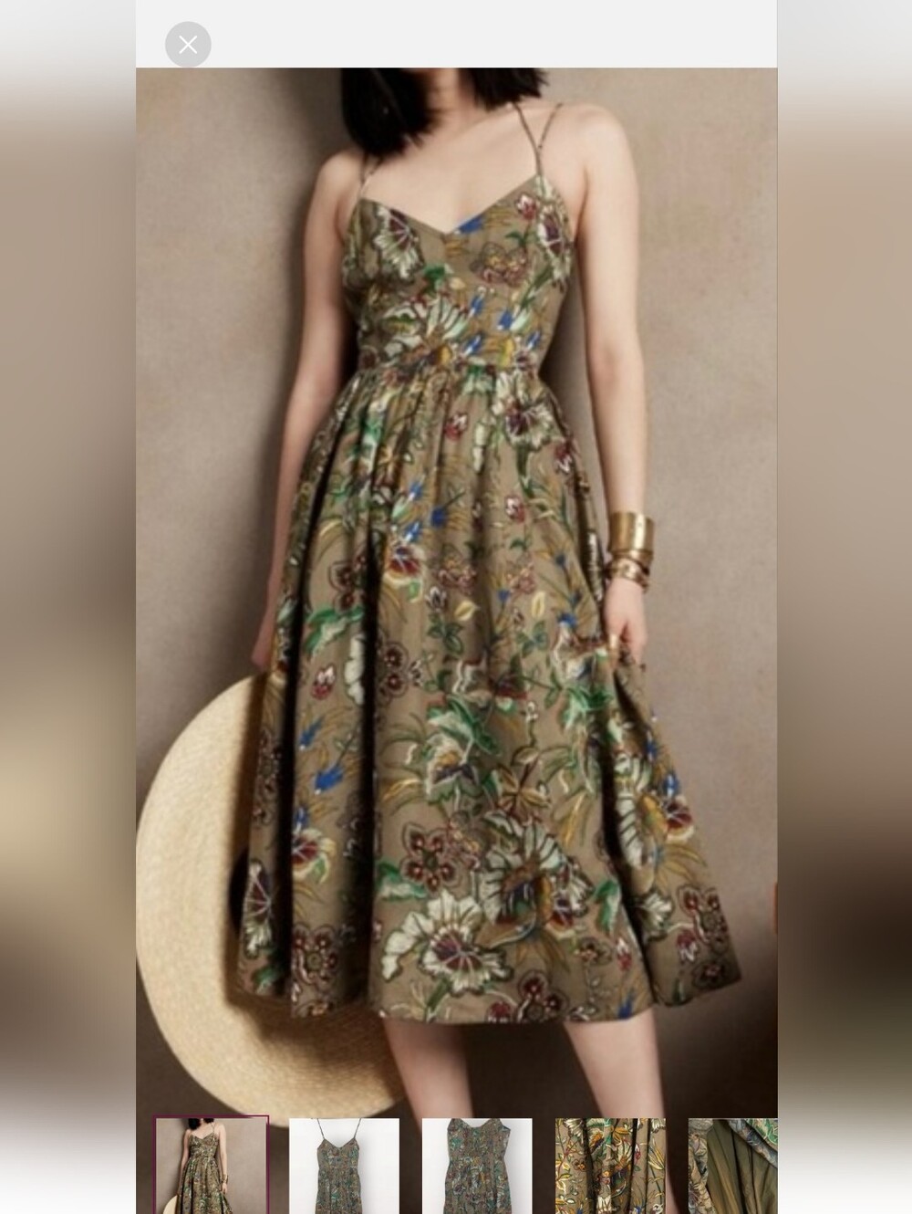 Banana Republic Olive Floral Midi Dress